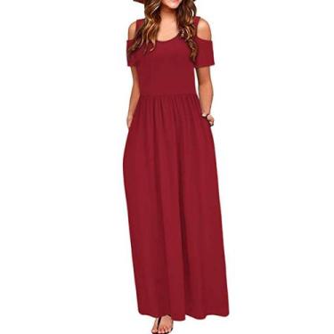 Imagem de Vestido Longo Ombro Vazado Ve 119 - MSMD, Bordô, P