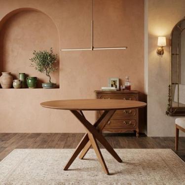 Imagem de Mesa de Jantar Redonda Madeira Maciça 6 Lugares 120cm Lisboa - Gamma M
