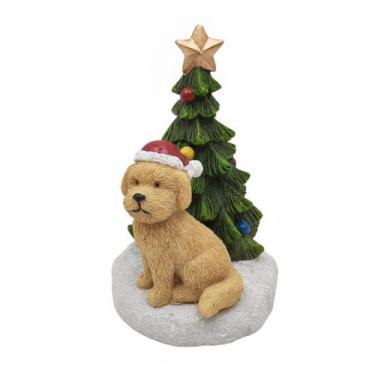 Imagem de Miniatura Vila Natalina Cachorro Enfeite de Resina 12cm - Magizi