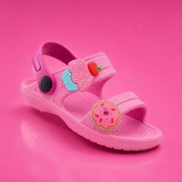 Imagem de Sandália Infantil Menina Antiderrapante Bolinho Doce - Kimimo, Rosa, 2