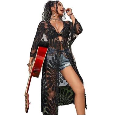 Imagem de Saida de Praia Feminina Kimono Moda  Blogueira Tule 2817 - Show Store,