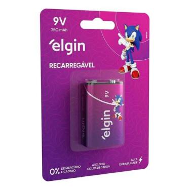 Imagem de Bateria Elgin Recarregável 9v / 250mah / Rosa E Roxa Com Nf - Congratu