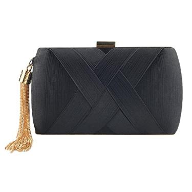 Imagem de Esquirla Bolsa Tassel Satin Evening Bag com , Preto