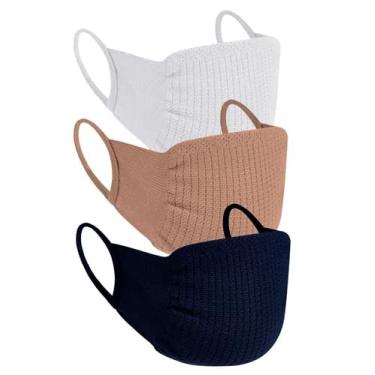 Imagem de Kit Máscara Colorida Trifil Canelada Adulto, Branco, Nude, Azul Marinho