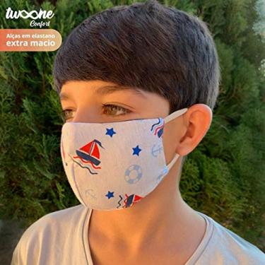 Imagem de Máscara infantil tecido duplo dupla face pacote com 10 unidades, Twoone, Cores Variadas