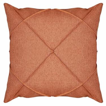 Imagem de Capa Almofada Linho Terracota Drapeada Costurada Luxo 50x50
