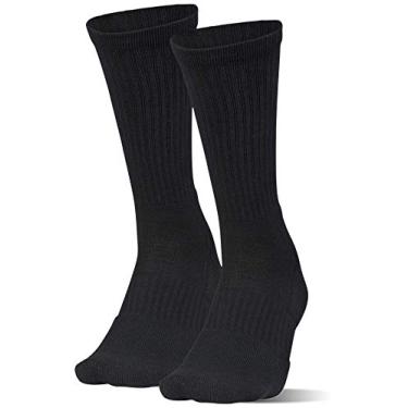 Imagem de Under Armour Meias de cano médio, 2 pares, preto, tamanho do sapato: masculino 38-38, feminino 36-39