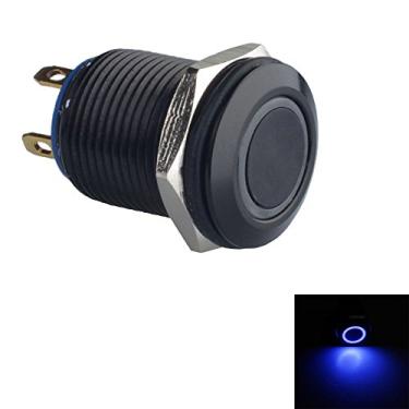 Imagem de ESUPPORT Capa preta 12 mm luz de LED 2A botão de pressão momentâneo interruptor de carro à prova d'água inoxidável