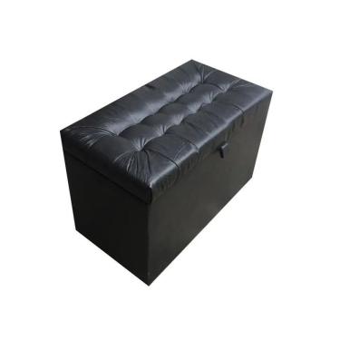Imagem de Puff Baú Estofado Retangular - 68 Cm - Preto Corino
