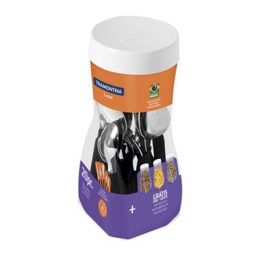 Imagem de Conjunto Talheres Leme Tramontina Preto 20 Peças Aço Inox