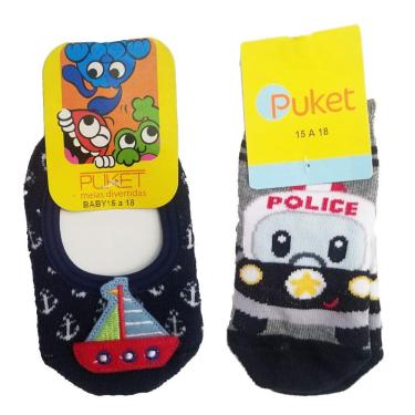 Imagem de Kit 2 Pares De Meias Menino TAM 15 A 18 Puket