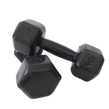 Imagem de Par de Halter Dumbell Sextavado Revestido Ahead Sports 8 kg Preto