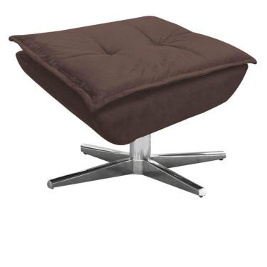 Imagem de Puff Decorativo Sala de Estar Base Giratória Cromada Opla Suede Marrom - Ibiza