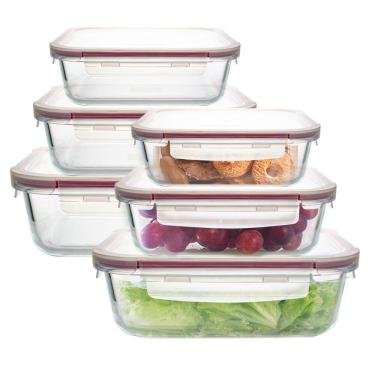 Imagem de Potes Herméticos De Vidro 6 peças Vermelho - Casambiente