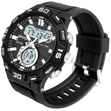 Imagem de  Relógio Masculino Esportivo Display Duplo LED Sanda Relógio de Quartzo A Prova D`água 