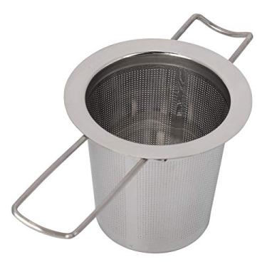 Imagem de coador de copo de metal de malha de aço inoxidável (dobrável com tampa) filtro perfeito para preparar chá para chá de folhas soltas, Coador de bola de chá,