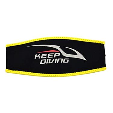 Imagem de Simhoa Máscara de neoprene Snorkel de mergulho livre para mergulho mergulho mergulhador confortável com tira para cabeça 22,2 cm, preto amarelo