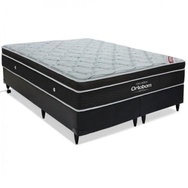 Imagem de Conjunto Cama Box Colchão Elegant Superpocket Queen  Ortobom Preto/Branco