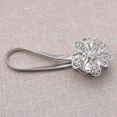 Imagem de Fivela de Cortina Magnética Fivela de Cortina Bola Alça de Cortina Clipe de Cortina Jóias Fivela Flor Decoração de Casa, Prata