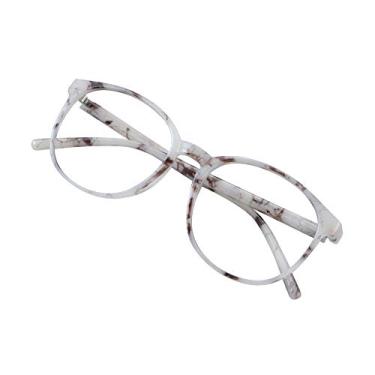 Imagem de Óculos de bloqueio de luz azul para mulheres/homens, antifadiga, leitura de computador, óculos de TV, moldura oval elegante, antiUV, antibrilho (mármore, sem ampliação)