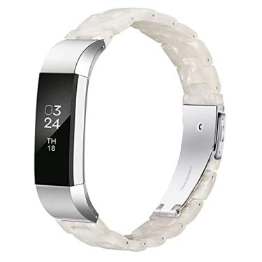 Imagem de LAREDTREE Pulseira de relógio compatível com Fitbit Alta / Fitbit Alta HR Pulseira de substituição para homens mulheres, pulseira de resina leve fina à prova d'água para acessórios Fitbit Alta (Branco pérola)