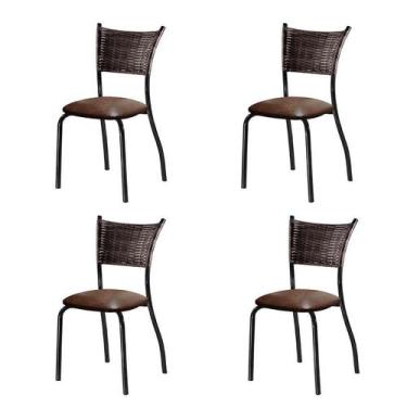 Imagem de Conjunto Com 4 Cadeiras Espanha I Preto 89 Cm - Mais Decor