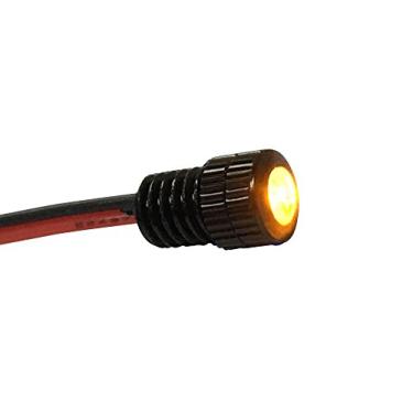 Imagem de Parafuso de luz mais brilhante – Luz de LED de 12 V para para-choques, grade, interior de carros, painel, iluminação ambiente, motocicleta com caixa de alumínio elegante e porca de parafuso (6 mm preto, LED âmbar)
