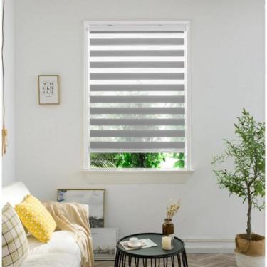 Imagem de Persiana Rolo Duplo Bandô Sunny Cinza 180 (L) x 220 (A) Cortina Zebra Double Vision 1,80 X 2,20