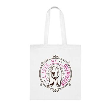 Imagem de I Love My Bloodhound Dog, presente para cachorro Bloodhound, aniversário de cachorro bloodhound bolsa de ombro para cachorro Bloodhound, bolsa reutilizável para cães Bloodhound, Branco