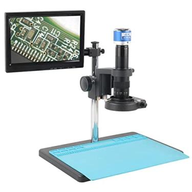 Imagem de Adaptador de microscópio 12MP 1080P Suporte livremente Ajustável Vídeo Microscópio Industrial 180X 300X Acessórios de Microscópio de Lente de Zoom (Cor: B, Ampliação: 180X)