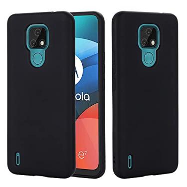 Imagem de YUNCHAO Caixa de telefone Para Motorola Moto E7 2020 Pure Color Liquid Silicone Chegar à prova de choque de choques de cobertura capa para celular