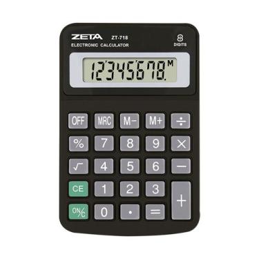 Imagem de Calculadora De Mesa Zeta Zt718 8 Digitos Preta