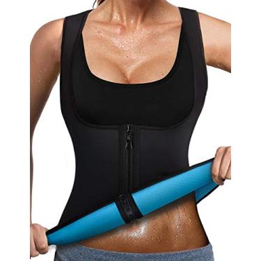 Imagem de (XXXX-Large, Black(Middle Zipper)) - NonEcho Women Neoprene Slimming Vest Sauna Body Shaper Hot Sweat Tank Top Workout Weight Loss