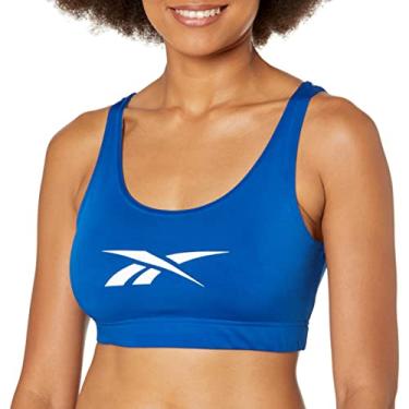 Imagem de Reebok Sutiã esportivo feminino com logotipo grande e costas nadador