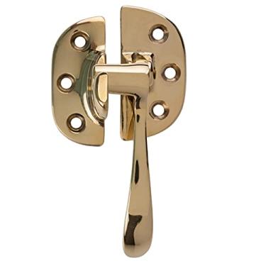 Imagem de Trava e trava de alavanca de caixa de gelo direita de latão fundido | para caixa de gelo, mesa, armário antigo, armário vintage, ferragens de reprodução de mesa antiga | IB-31