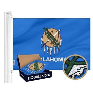 Imagem de G128 Bandeira do estado de Oklahoma | 9,5 x 1,5 m | Série Double ToughWeave Bordado 210D Poliéster | Design bordado, interior/exterior, ilhós de latão, resistente, 2 camadas
