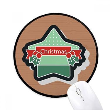 Imagem de Mouse pad estrela de Natal ícone de desenho animado desktop escritório tapete redondo para computador