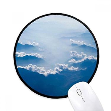 Imagem de Cloud Blue White Sky Mouse Pad Desktop Office Tapete redondo para computador