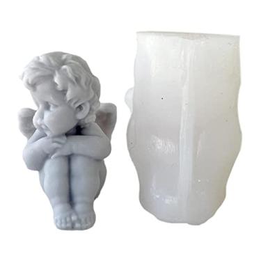 Imagem de vela anjo silicone para fabricação velas, vela bebê 3D Little Angel Baby Fondant bolo doces chocolate, sabão silicone velas aromaterapia cera artesanal sabonete artesanato