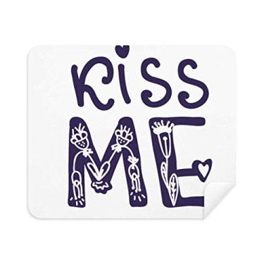 Imagem de DIYthinker Kiss Me Cute Quote Handwrite Style Pano de limpeza de tela 2 peças Tecido de camurça