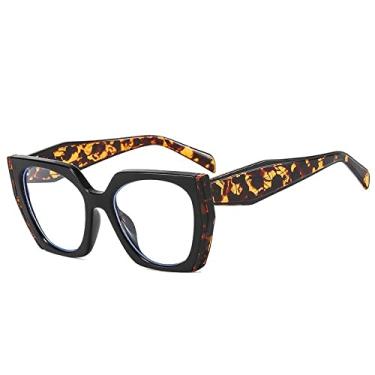 Imagem de Óculos de sol de olho de gato quadrado fashion para mulheres vintage preto branco óculos de sol feminino gradiente tons gafas, leopardo preto claro, tamanho único
