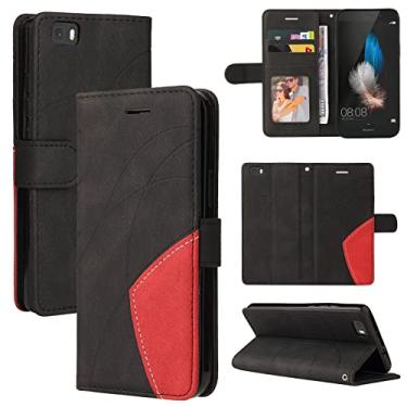 Imagem de Capa carteira Huawei P8 Lite, compartimentos para porta-cartões, fólio de couro PU de luxo anexado à prova de choque capa flip com fecho magnético com suporte para Huawei P8 Lite (preto)
