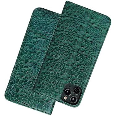 Imagem de GANYUU Capa de telefone magnética com estampa de crocodilo, capa carteira de couro à prova de choque para Apple iPhone 12 Pro Max (2020) 6,7 polegadas [suporte para cartão] [suporte]