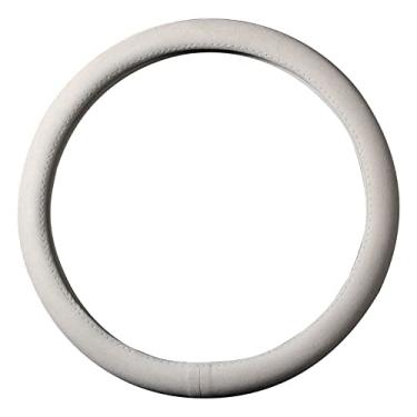Imagem de Alfanxi Capa de volante de material universal Alcantara compatível com BMW Benz Ford Chevrolet Ram Toyota a maioria dos modelos de carros (cinza, tipo O)