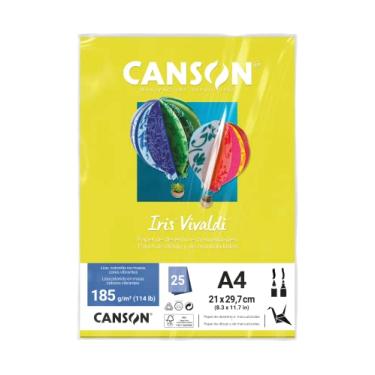 Imagem de CANSON Iris Vivaldi, Papel Colorido A4 em Pacote de 25 Folhas Soltas, Gramatura 185 g/m², Cor Amarelo Canario (04), 25 Folhas