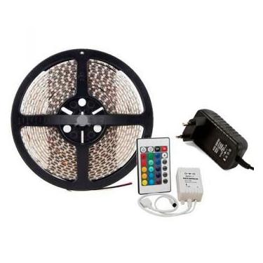 Imagem de Fita Led Rgb 3528 - 5m Super Led + Controladora + Cont Remoto + Fonte