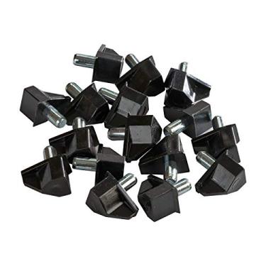 Imagem de Pacote com 100 suportes para prateleira preta de 5 mm, suporte de aço com pino, suporte para armário de cozinha, suporte para prateleiras