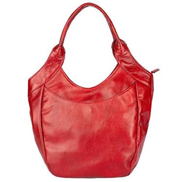 Imagem de Bolsa saco grande de couro liso Cíntia - Vermelho