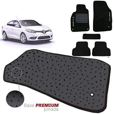 Imagem de Jogo de Tapete Carpete Tevic Pinado Compatível Com Renault Fluence 2011 12 13 14 15 Impermeável Lavável Logo Bordado 5 Peças