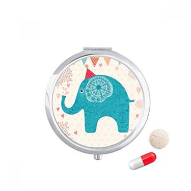 Imagem de Porta-comprimido colorido com bandeira azul elefante Red Hat caixa de armazenamento de medicamentos dispensador de recipiente